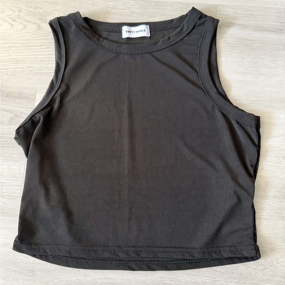 NWOT Empty Whole Tank Top Women’s Black Form Fitting Size Large Cropped Sexy